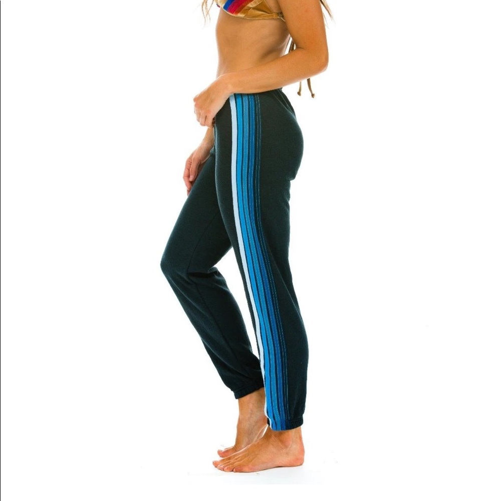 NWOT Aviator Nation Women’s 5 Stripe Sweatpants - charcoal/blue size s joggers